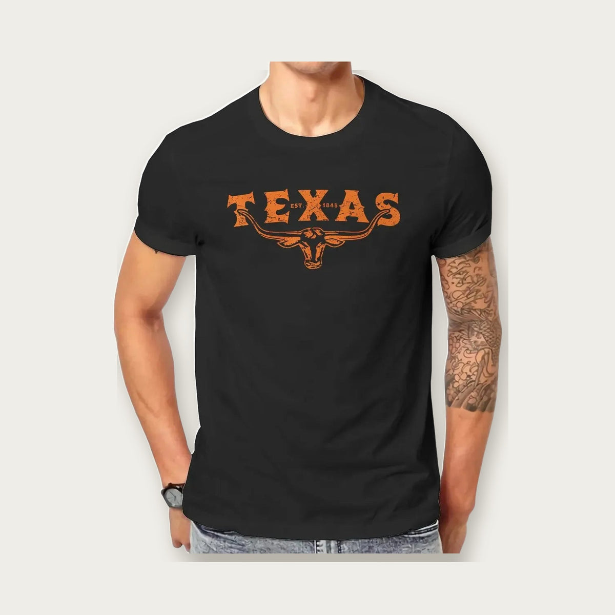 Distressed Longhorn Tee