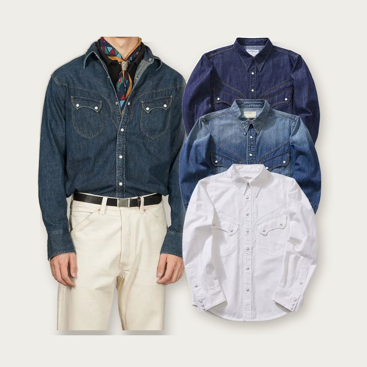 Pearl Snap Chambray Shirt