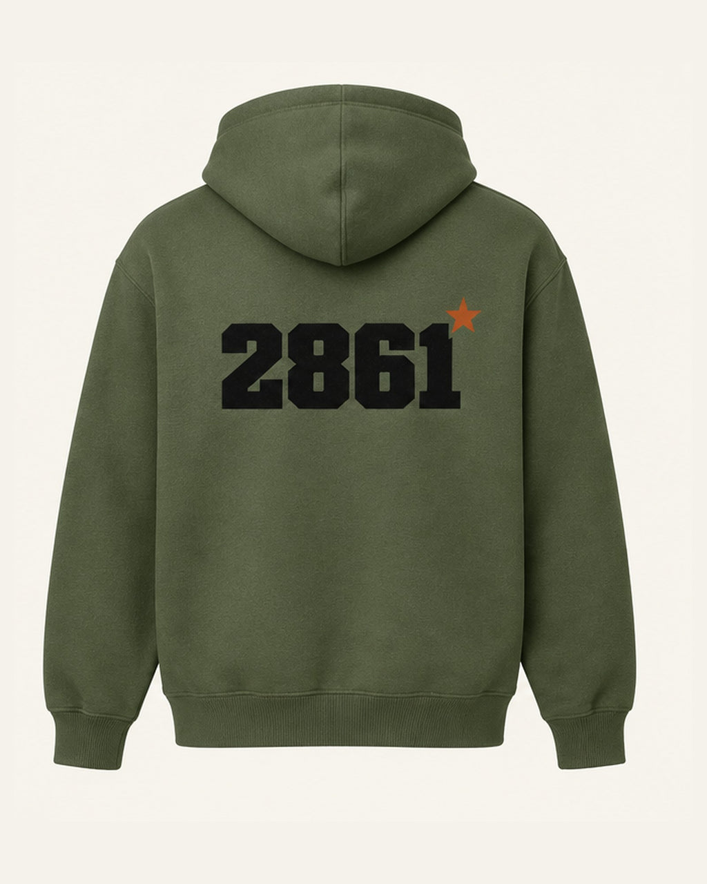 2861 Hoodie in Army, back