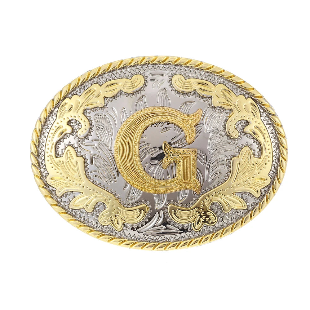 Initial Rodeo Buckle, Gold-Tone