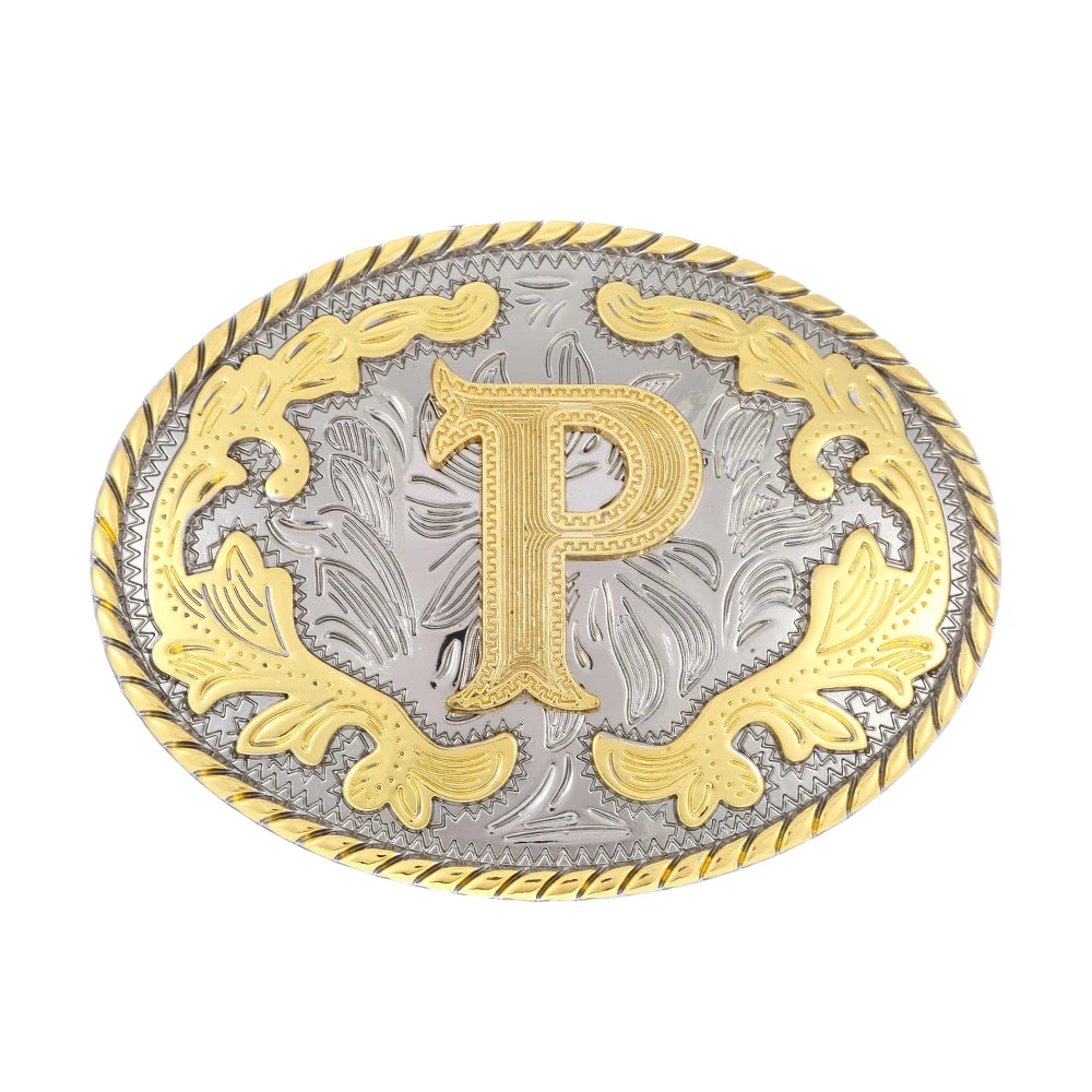 Initial Rodeo Buckle, Gold-Tone