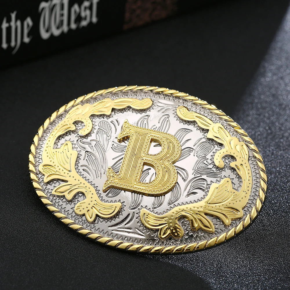 Initial Rodeo Buckle, Gold-Tone