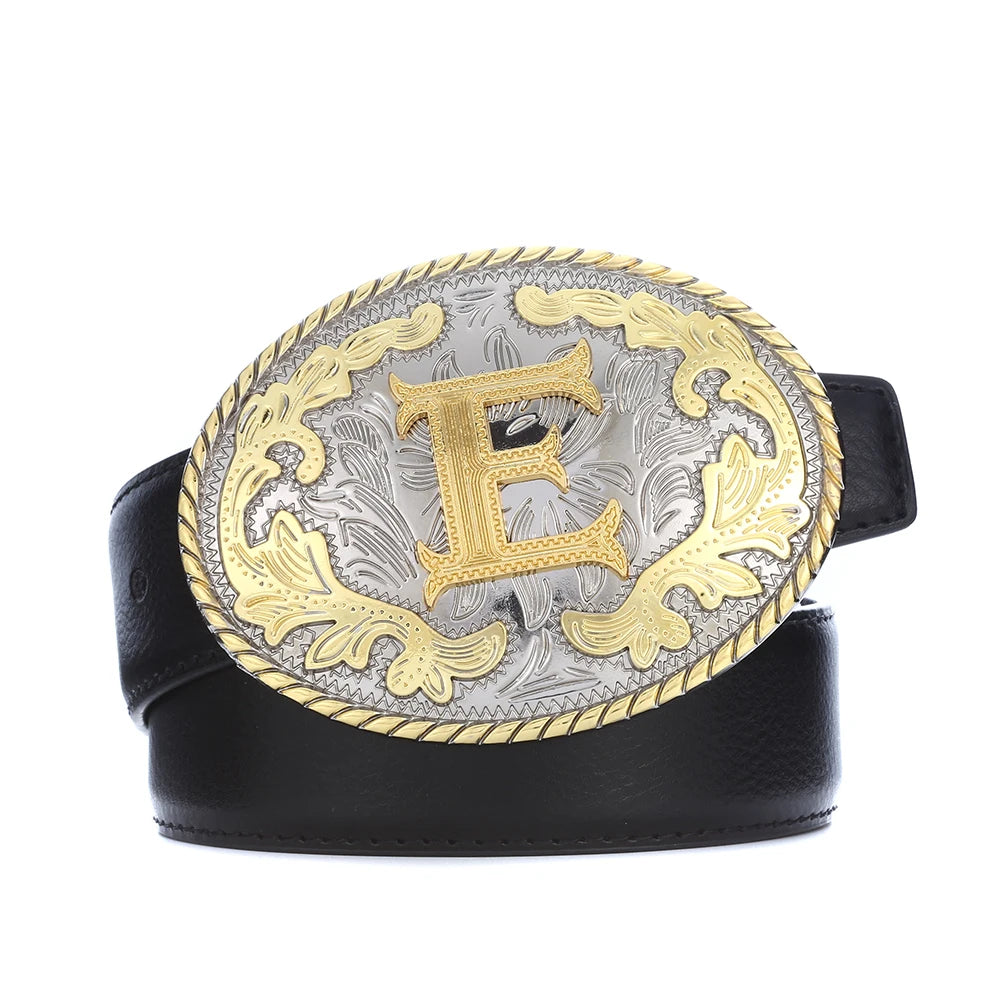 Initial Rodeo Buckle, Gold-Tone