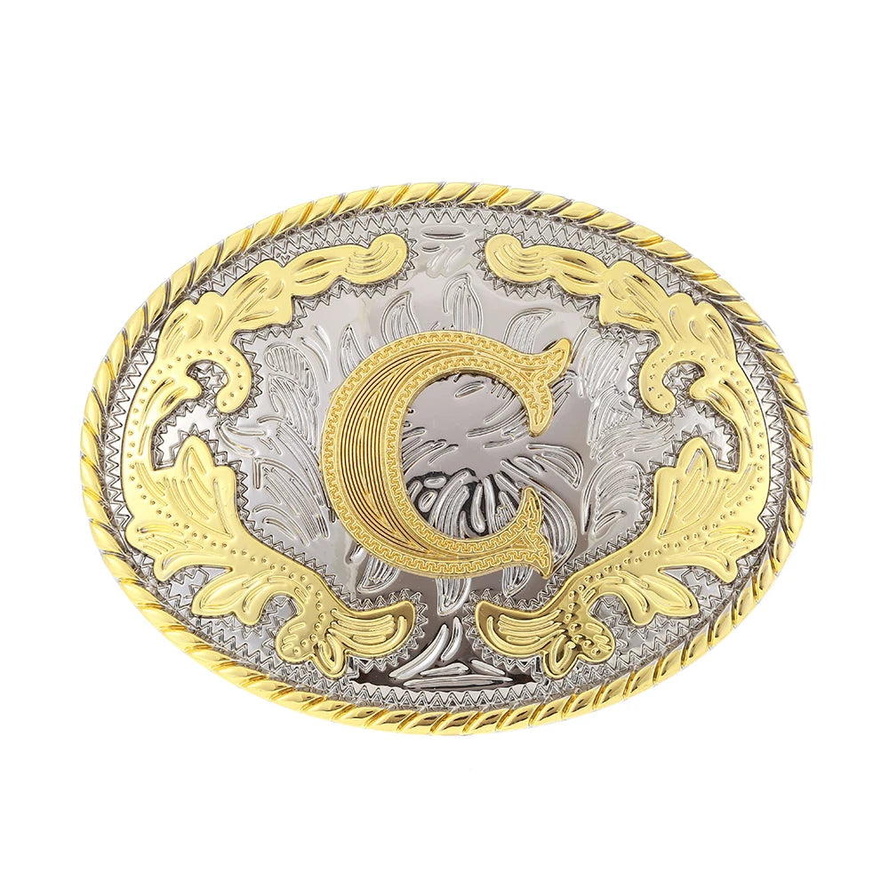 Initial Rodeo Buckle, Gold-Tone