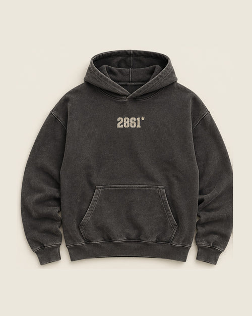 2861 Hoodie in Faded Black, front